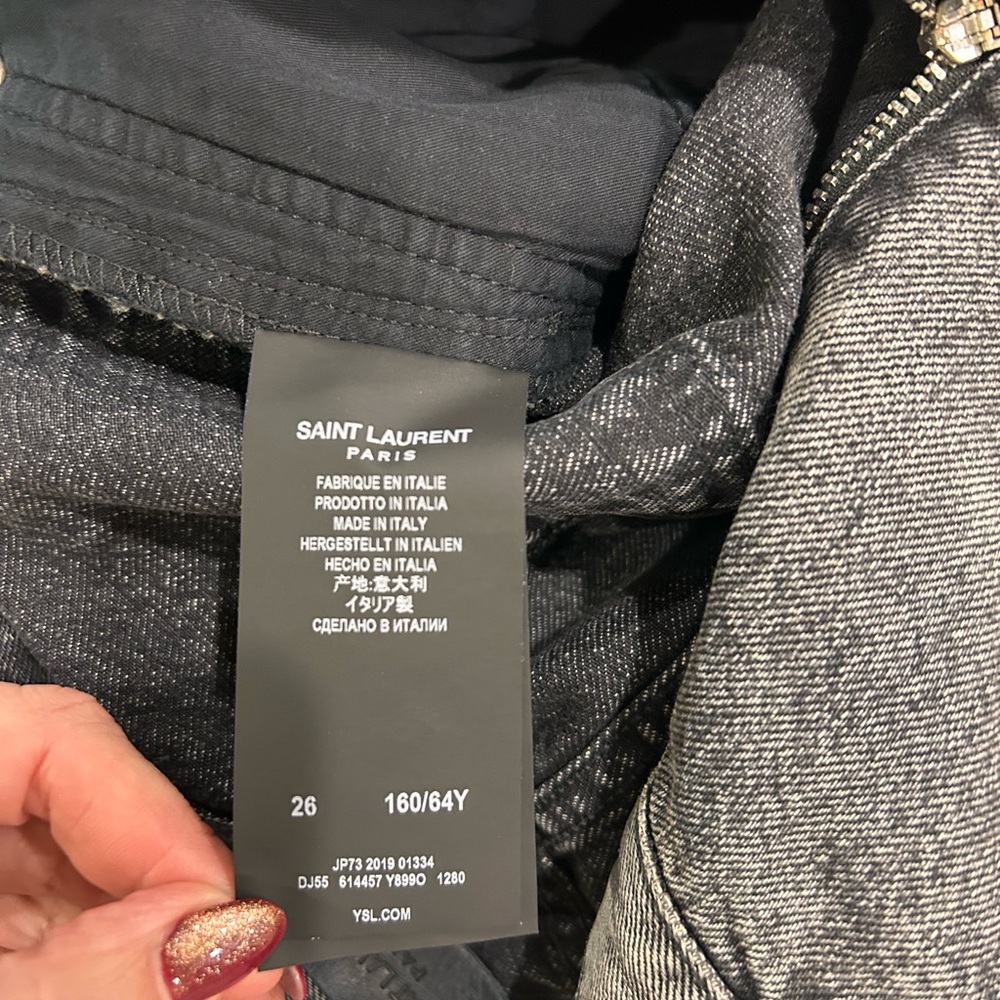 Saint Laurent Black Washed Denim Mini Skirt - Picture 11 of 12
